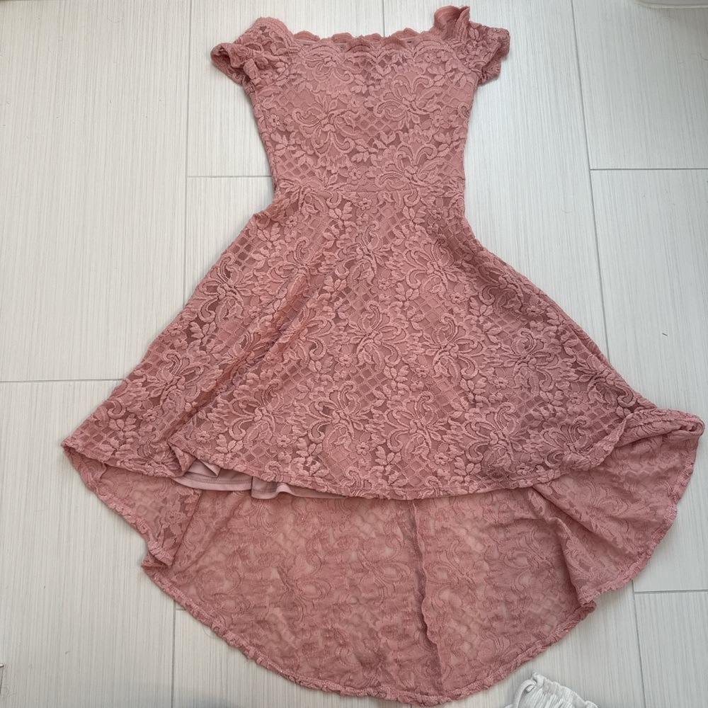 City Studios Pink Ruffled Tiered High Low Dress